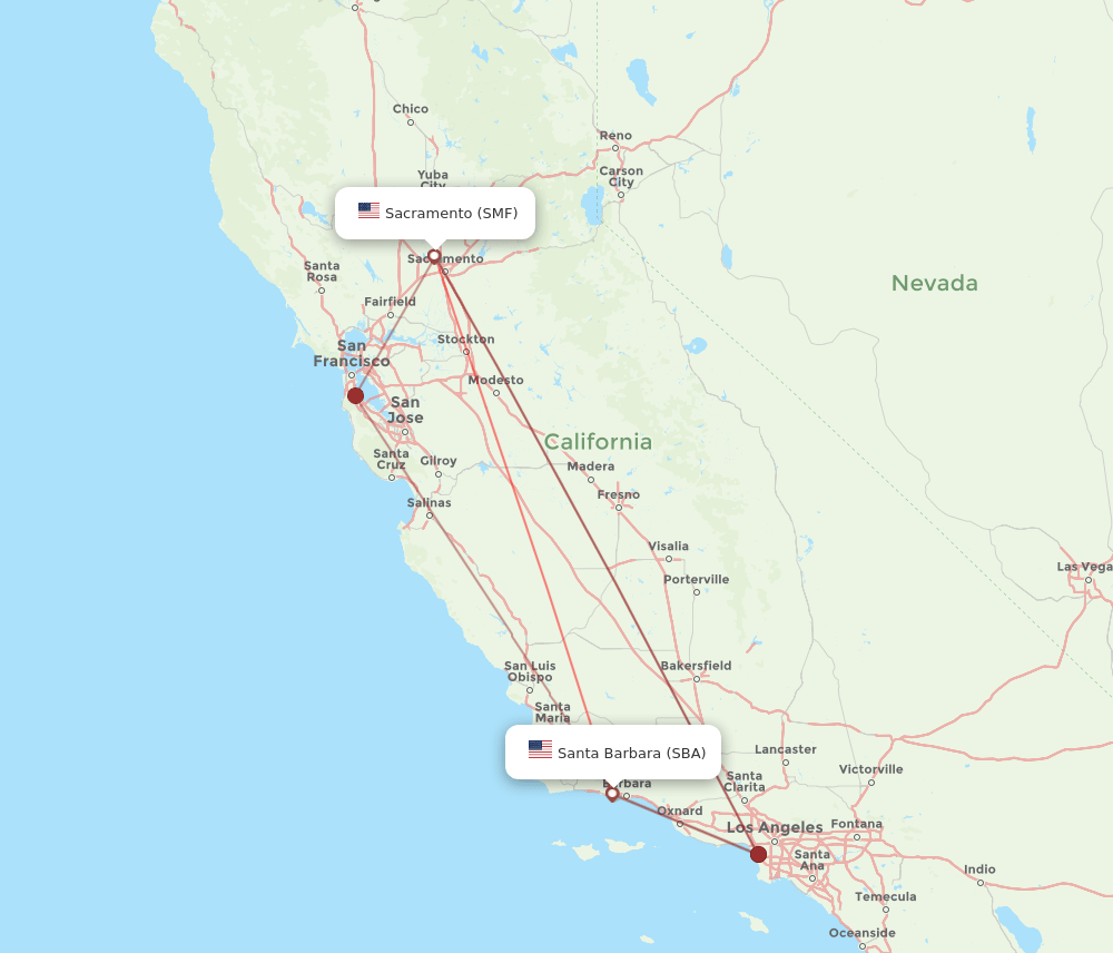 SMF to SBA flights and routes map