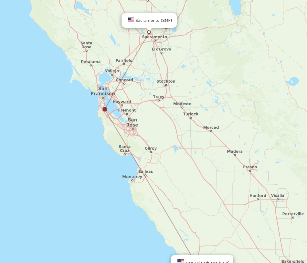 SMF-SBP flight routes