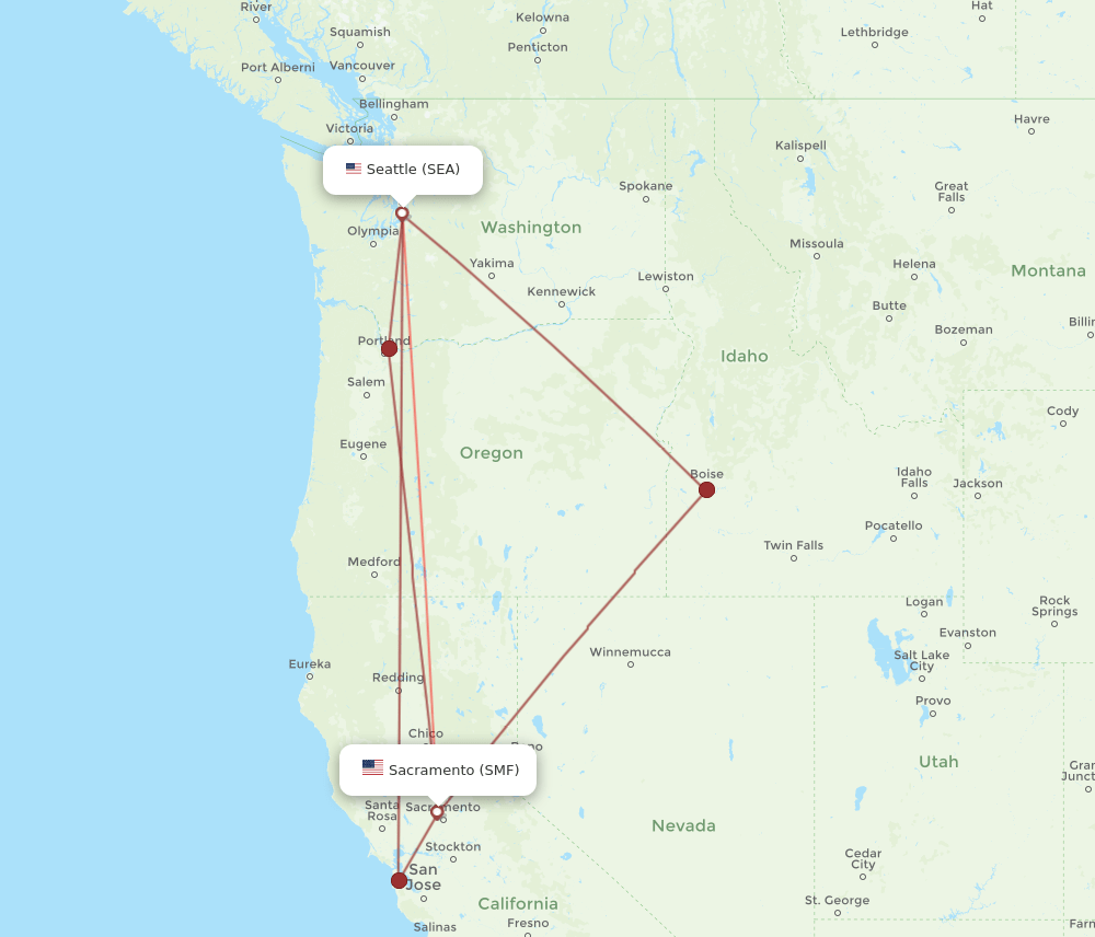 SMF-SEA flight routes