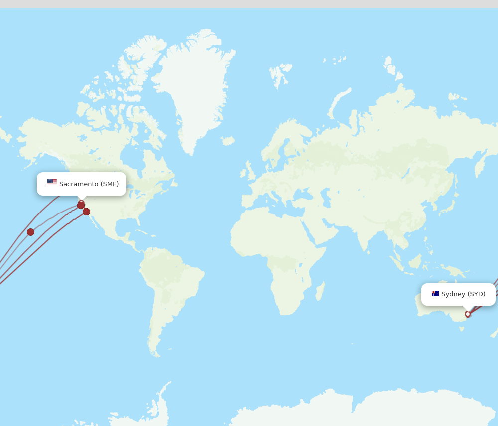 SMF-SYD flight routes