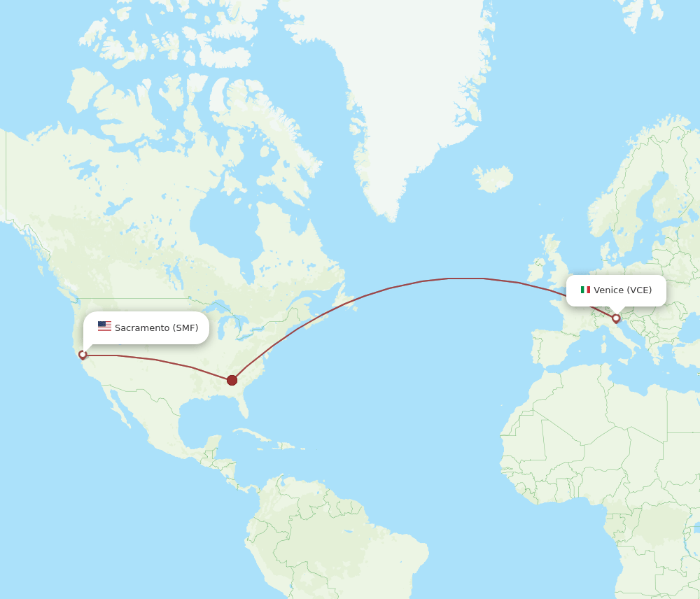 SMF to VCE flights and routes map