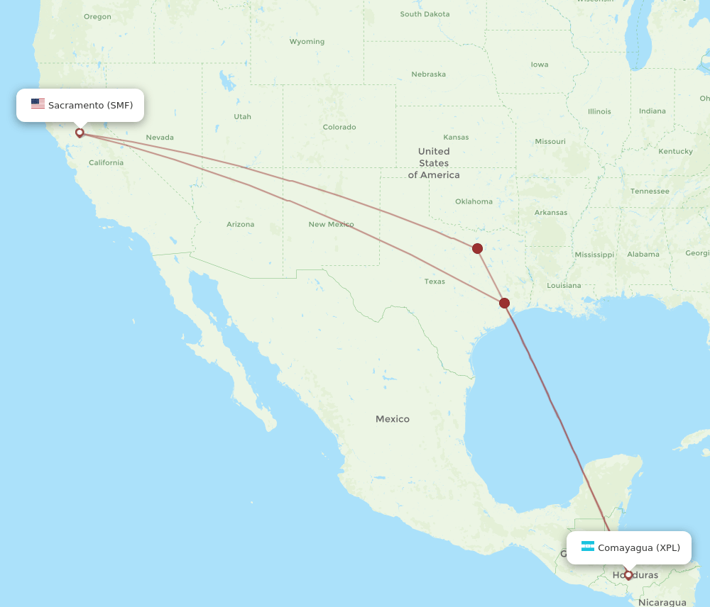 SMF-XPL flight routes