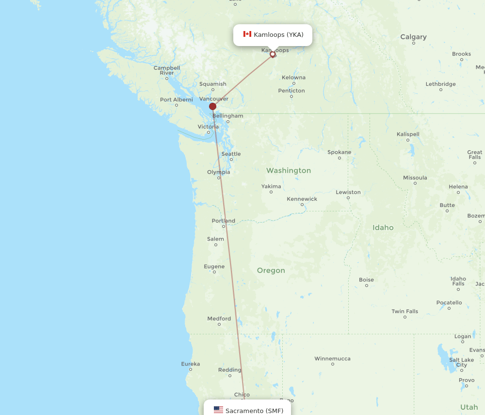 SMF-YKA flight routes