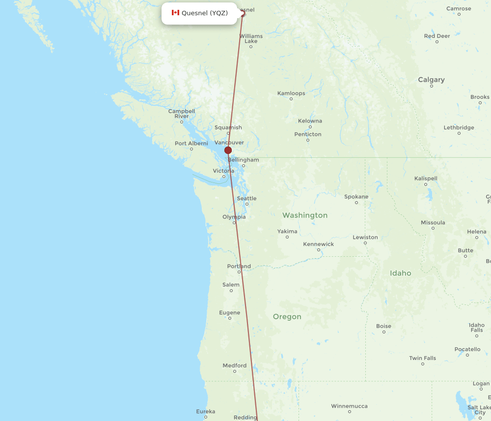 SMF-YQZ flight routes