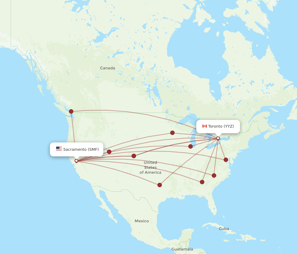 SMF-YYZ flight routes
