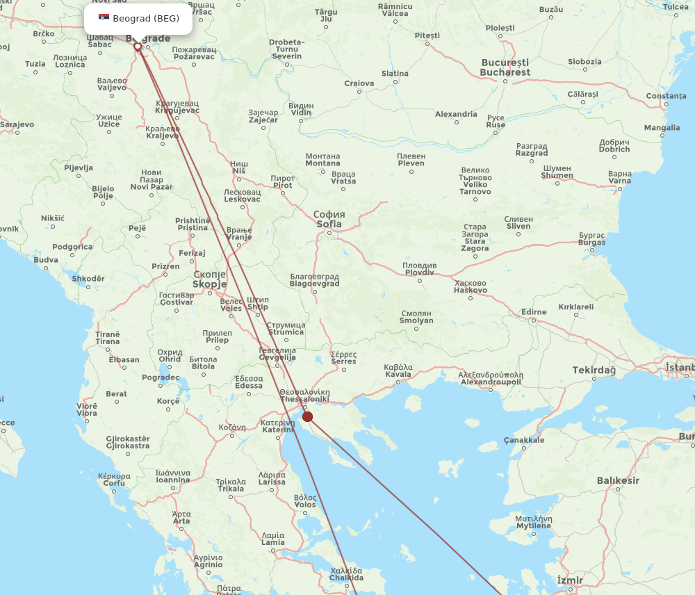 SMI-BEG flight routes