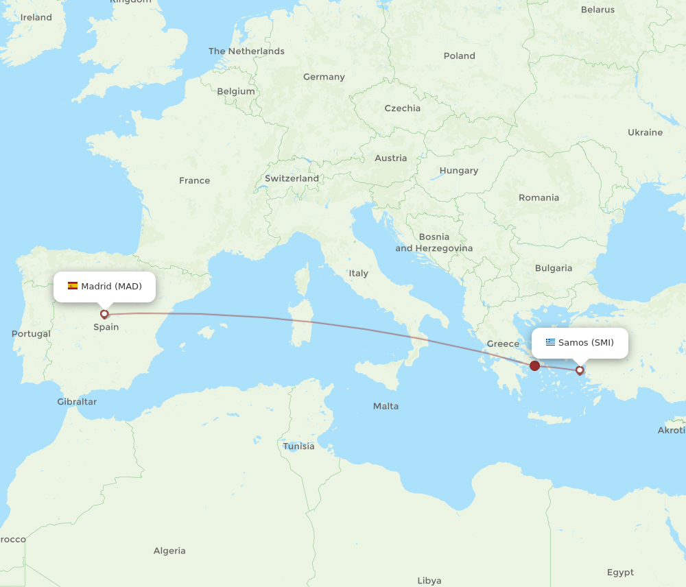 SMI-MAD flight routes