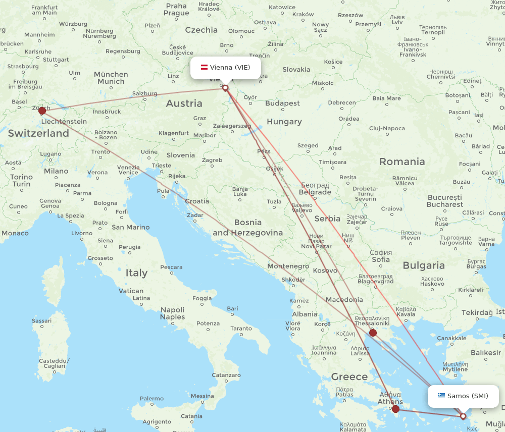 SMI-VIE flight routes