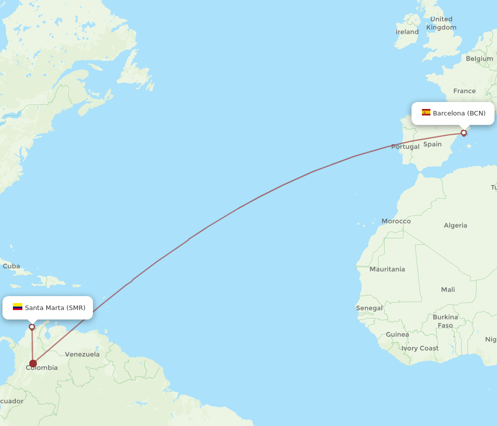 SMR-BCN flight routes