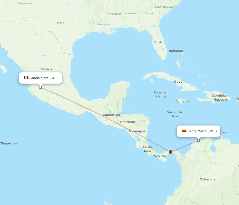 SMR-GDL flight routes