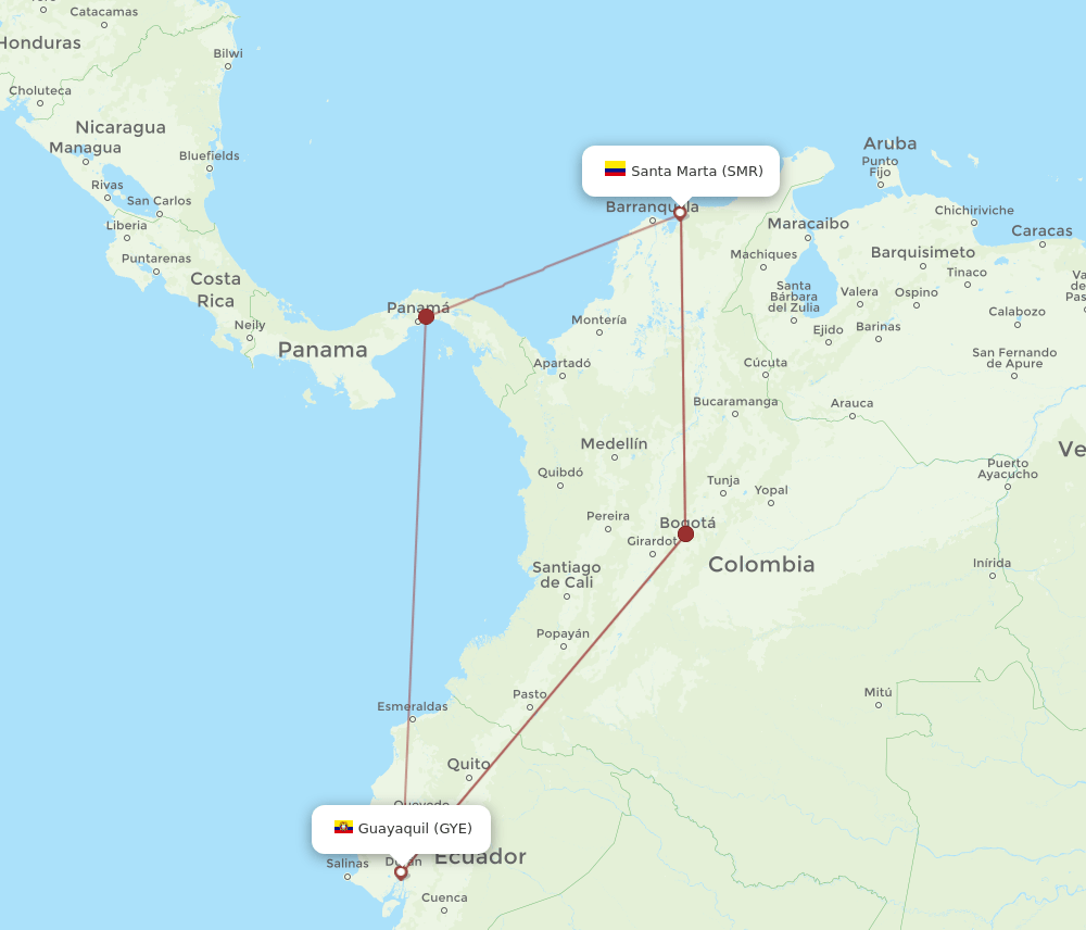 SMR-GYE flight routes