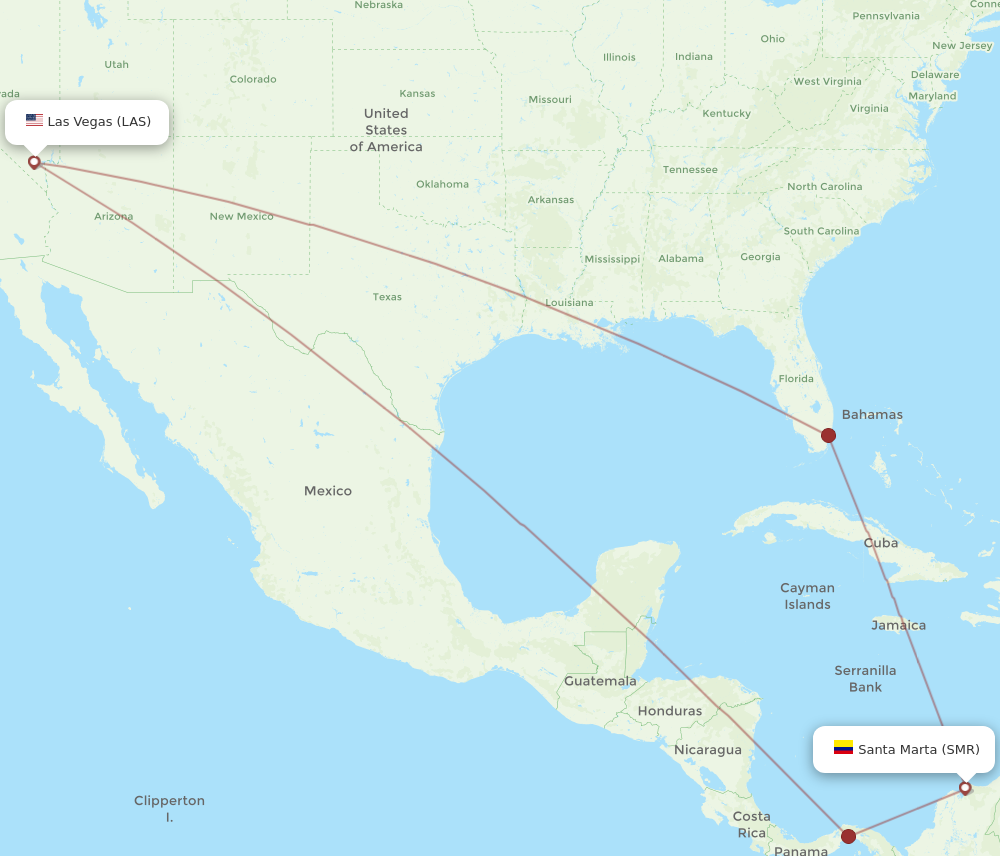 SMR to LAS flights and routes map