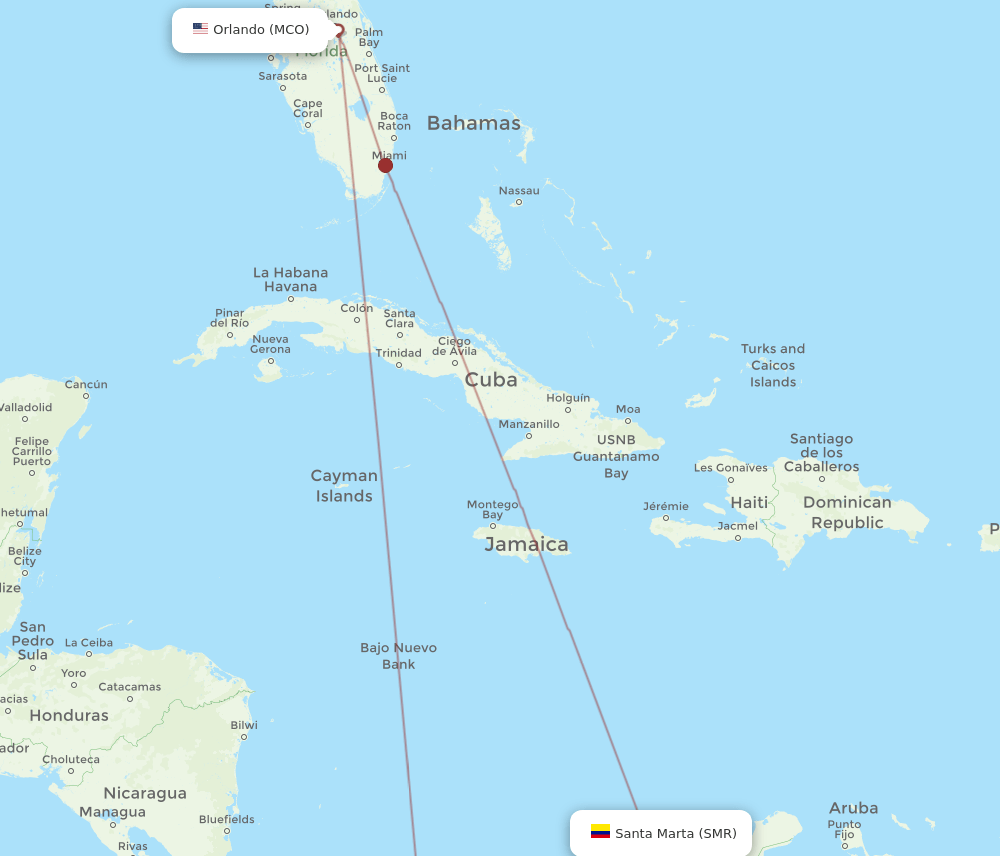 SMR-MCO flight routes