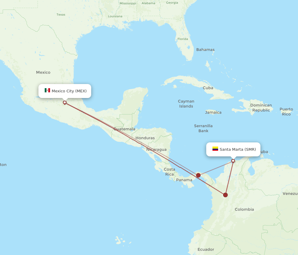 SMR to MEX flights and routes map
