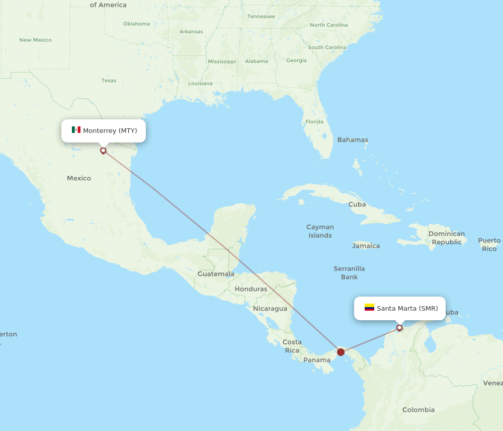 SMR-MTY flight routes