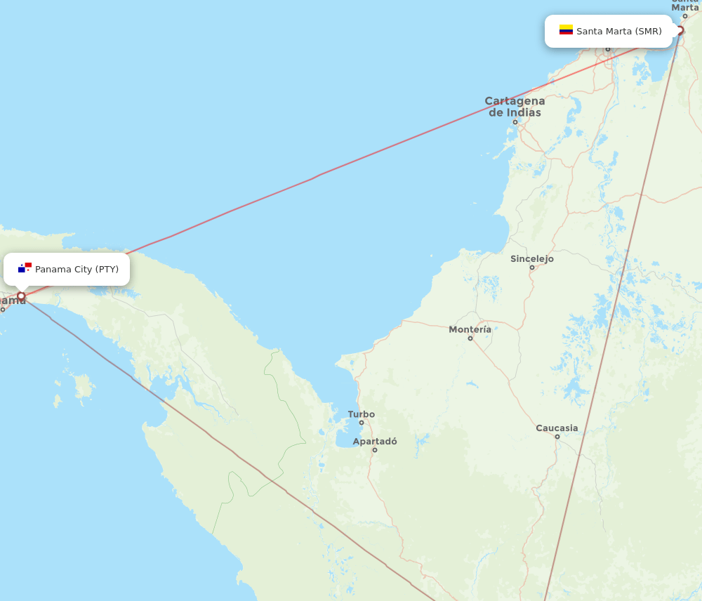 SMR to PTY flights and routes map