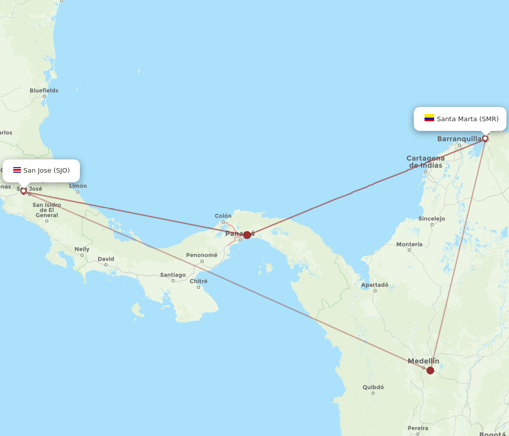 SMR-SJO flight routes