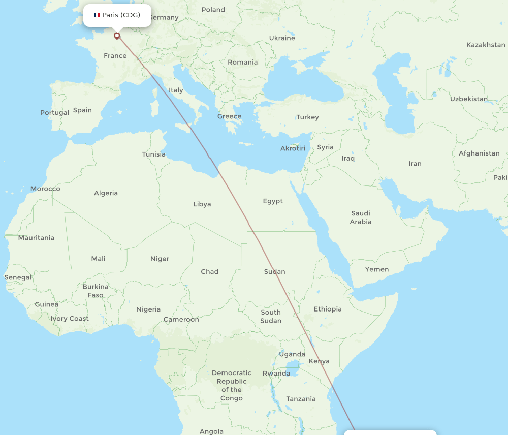 SMS-CDG flight routes