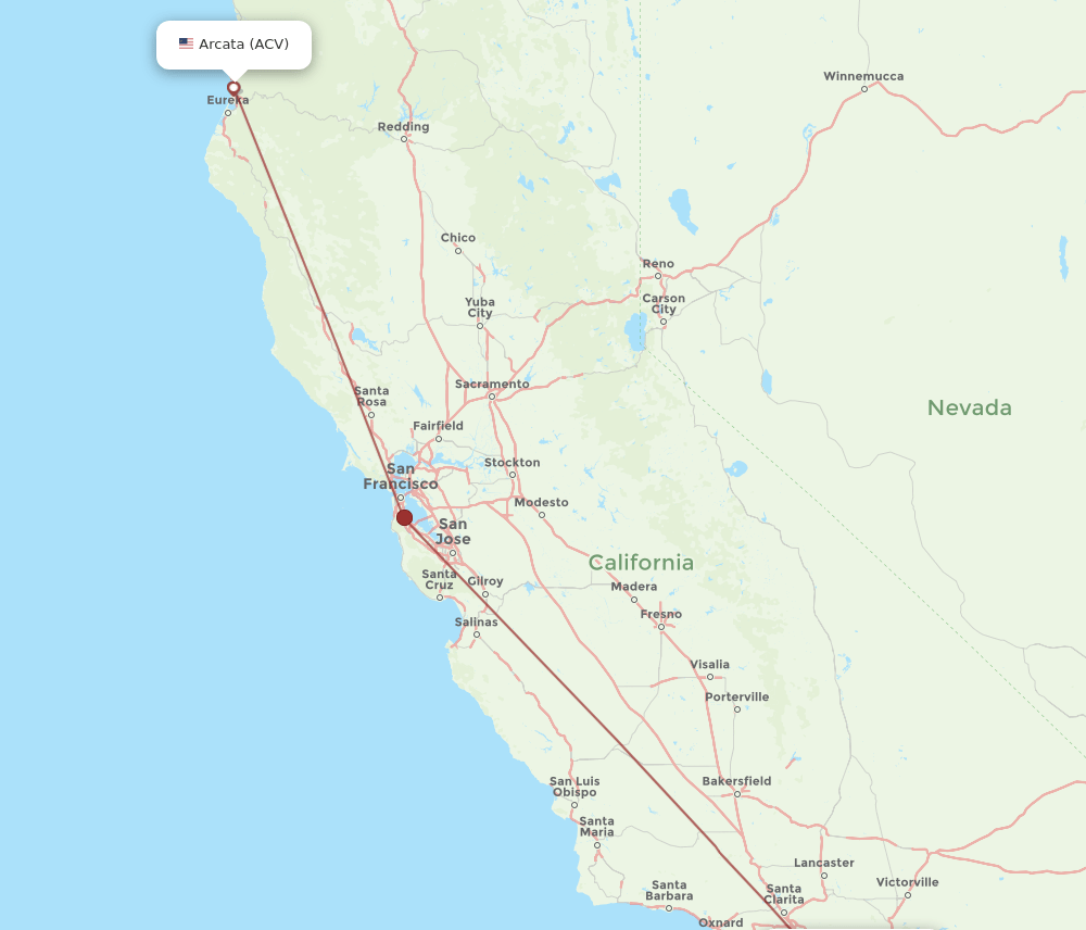 SNA-ACV flight routes