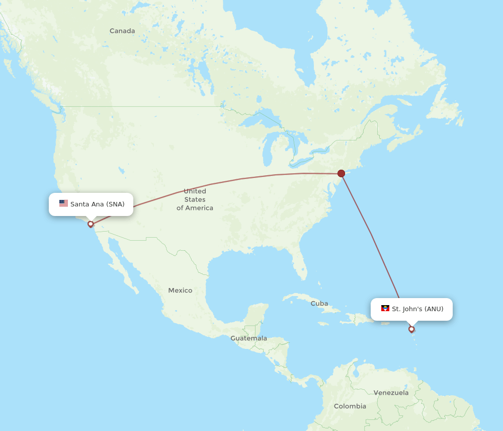SNA to ANU flights and routes map
