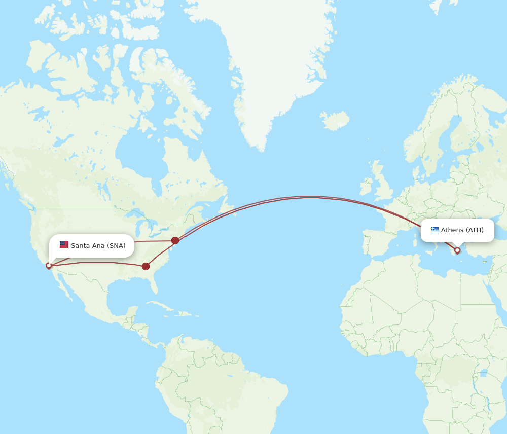 SNA-ATH flight routes