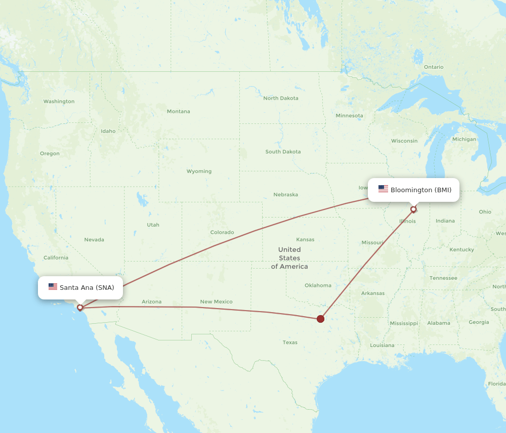 SNA-BMI flight routes