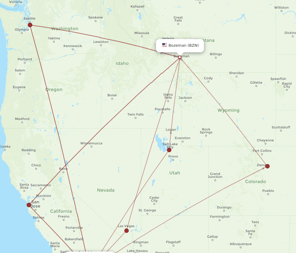 SNA-BZN flight routes