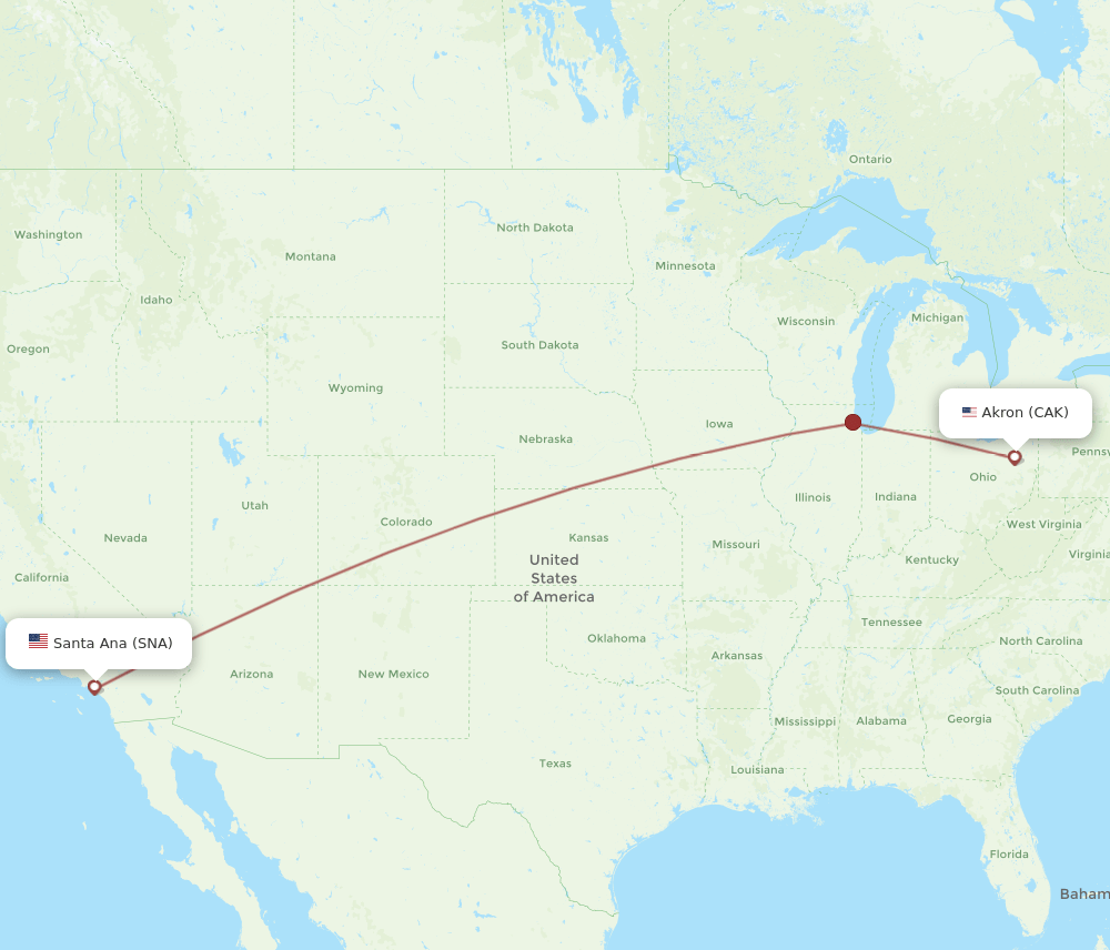 SNA-CAK flight routes