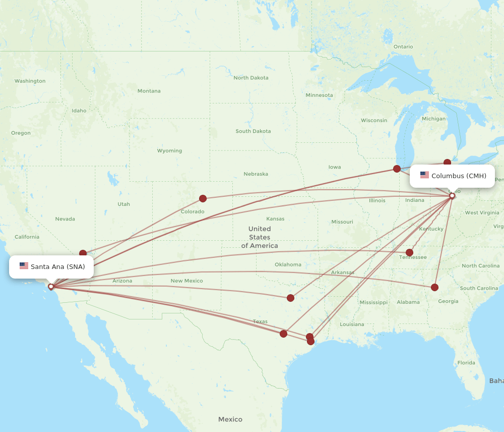 SNA-CMH flight routes