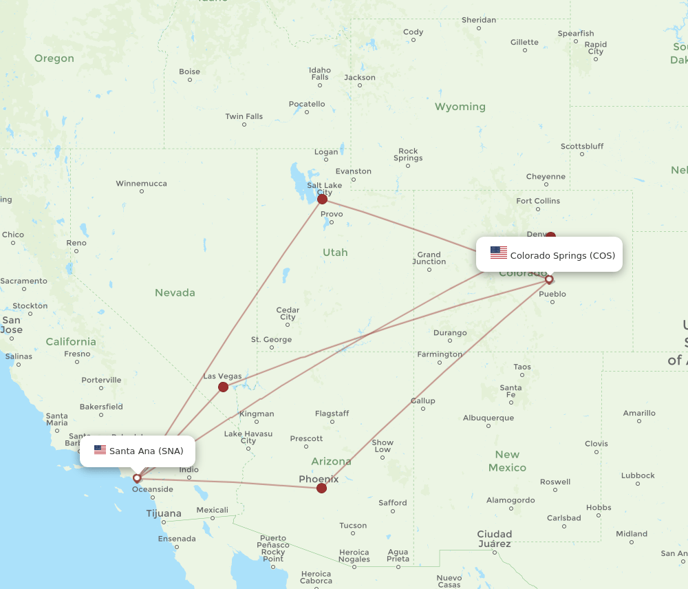 SNA-COS flight routes