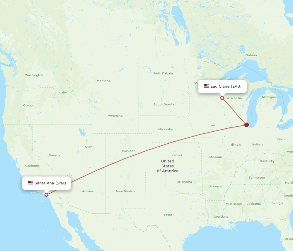 SNA-EAU flight routes