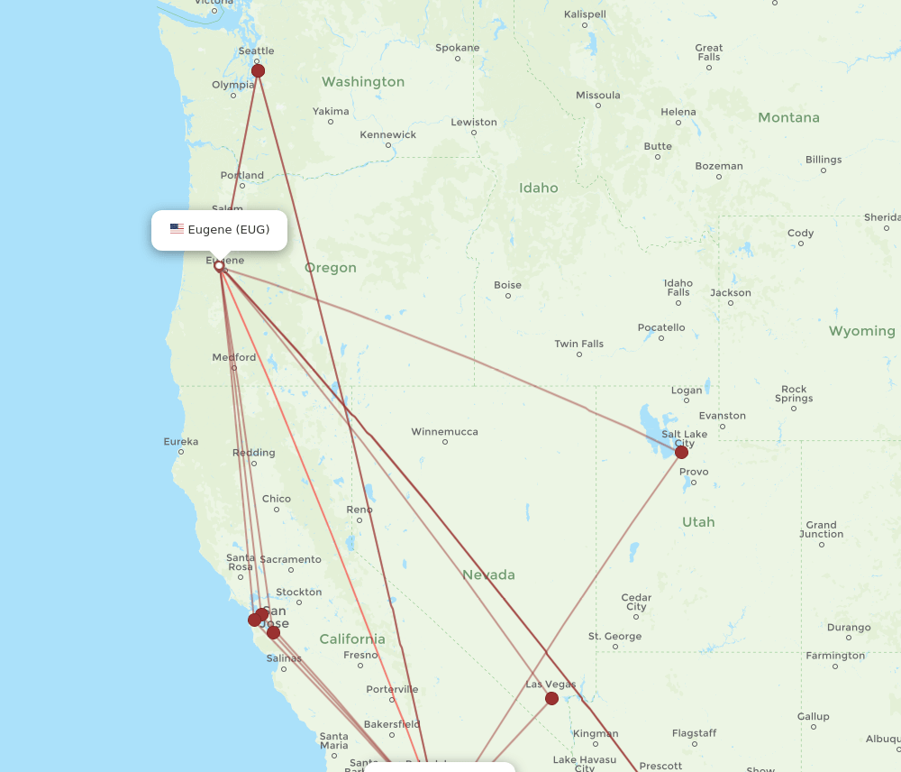 SNA to EUG flights and routes map