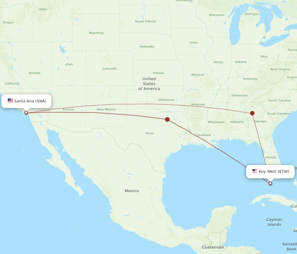 SNA to EYW flights and routes map
