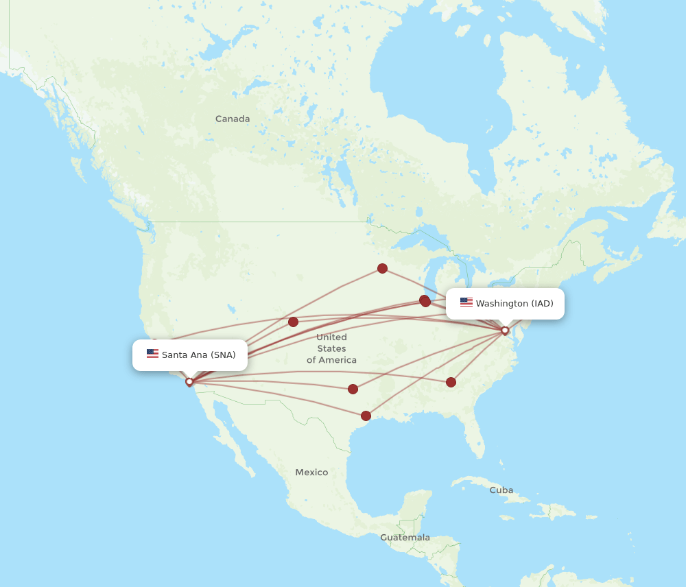 SNA-IAD flight routes