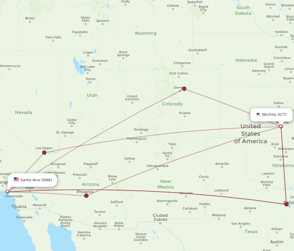 SNA-ICT flight routes