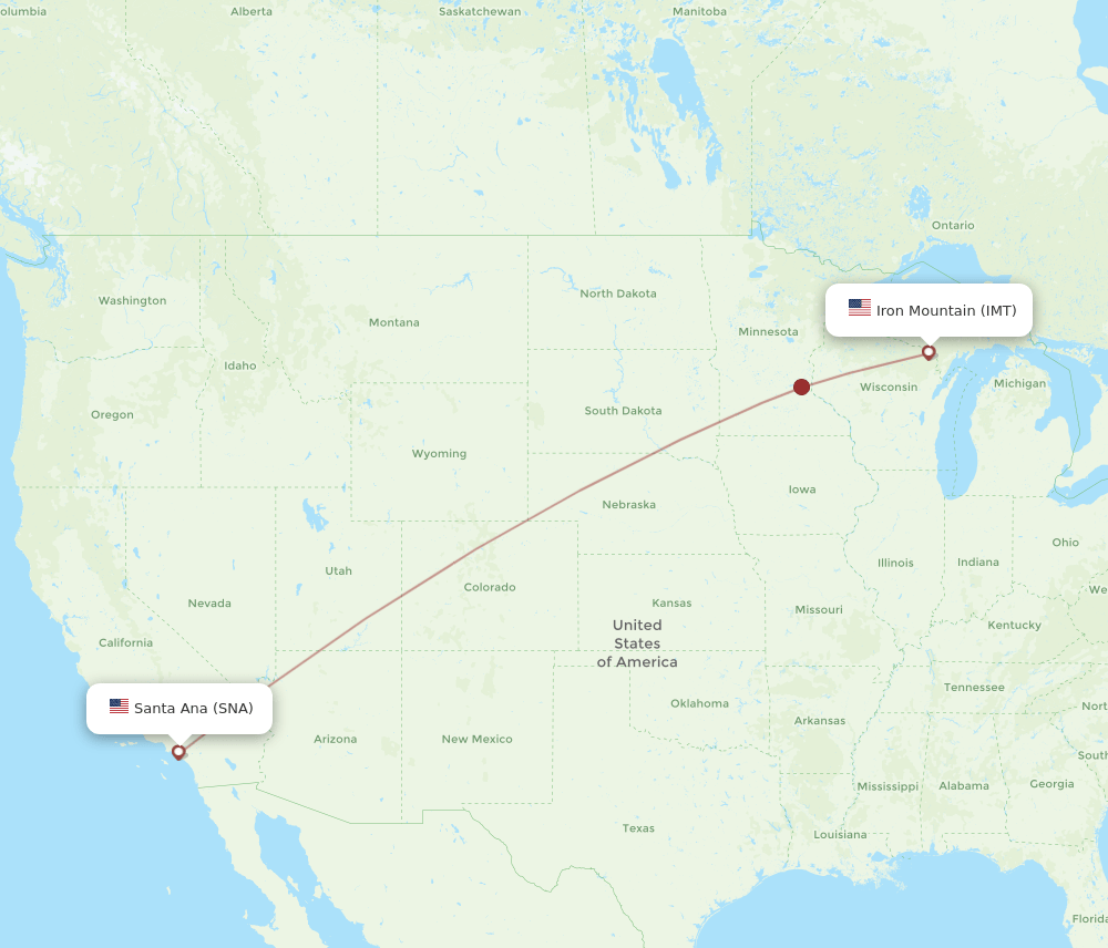 SNA-IMT flight routes