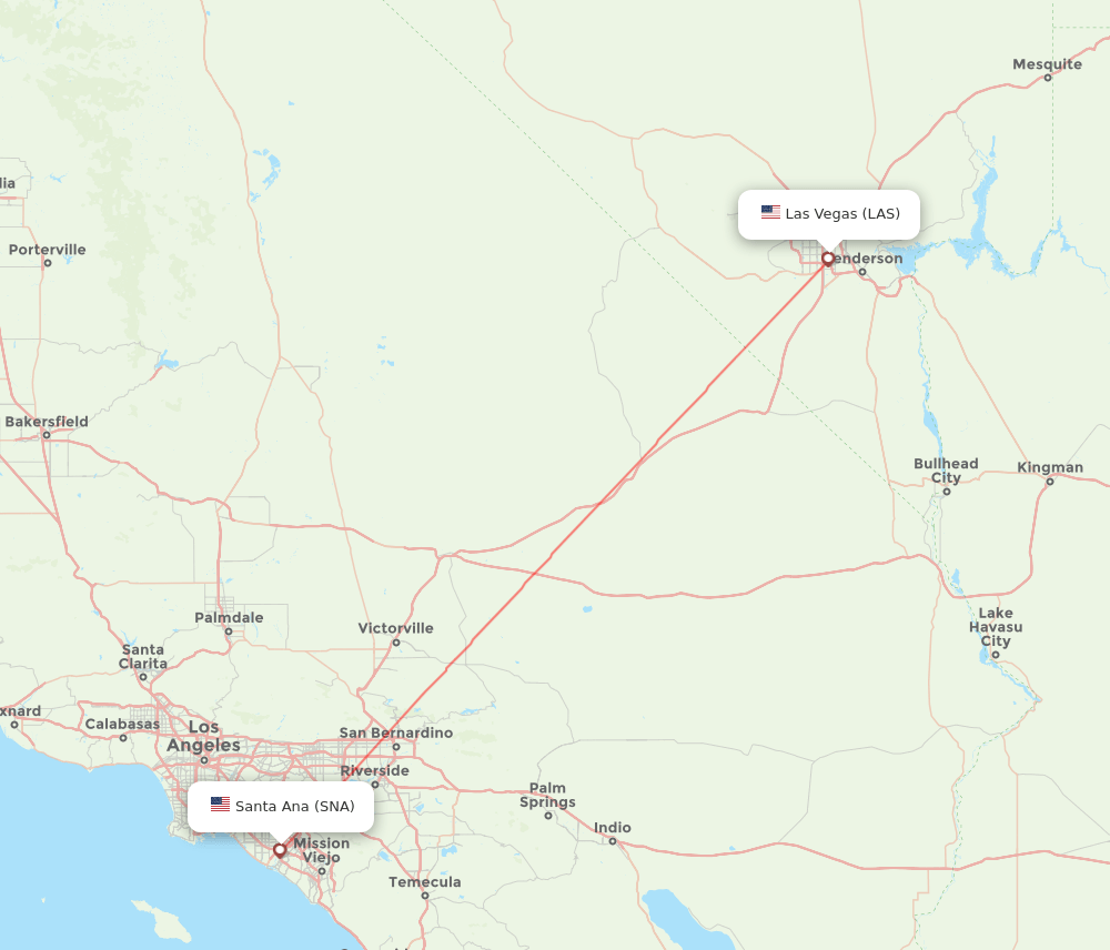 SNA to LAS flights and routes map