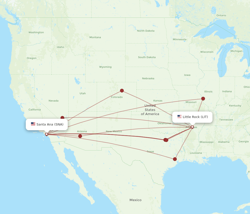 SNA-LIT flight routes