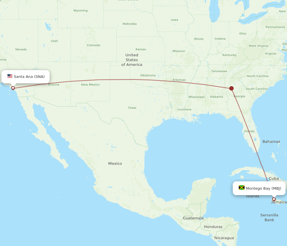 SNA-MBJ flight routes