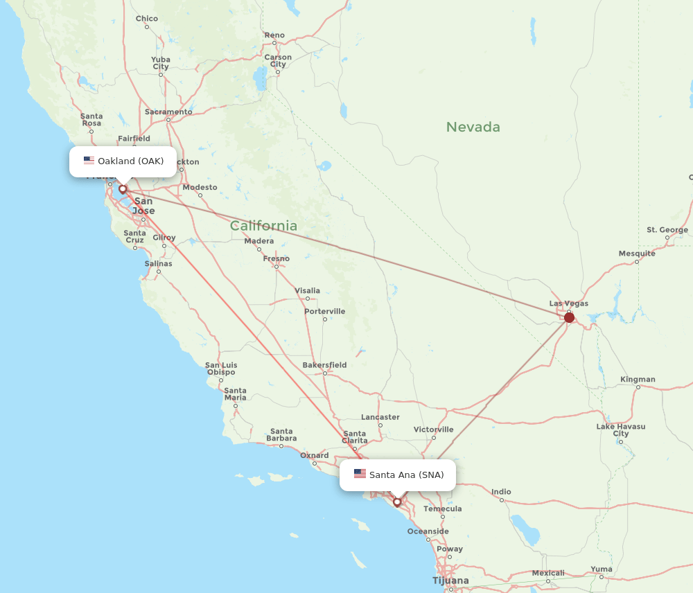 SNA-OAK flight routes