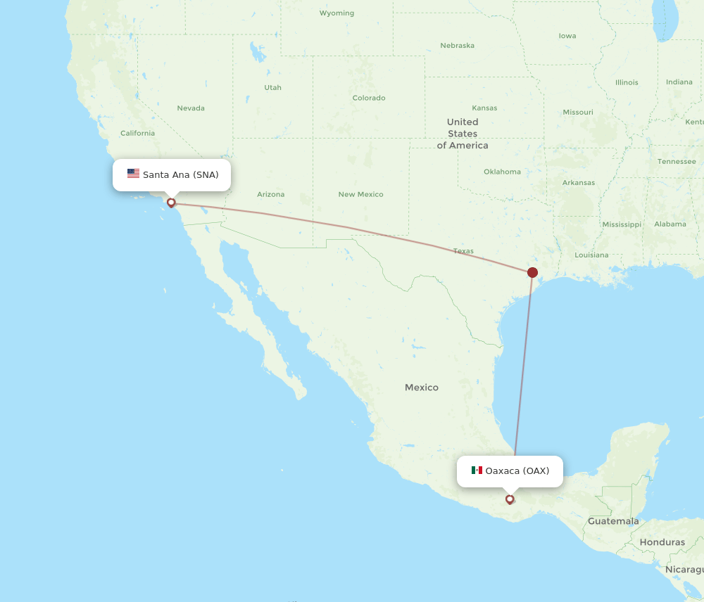 SNA-OAX flight routes