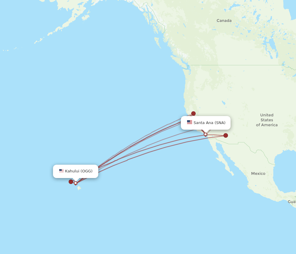 SNA-OGG flight routes