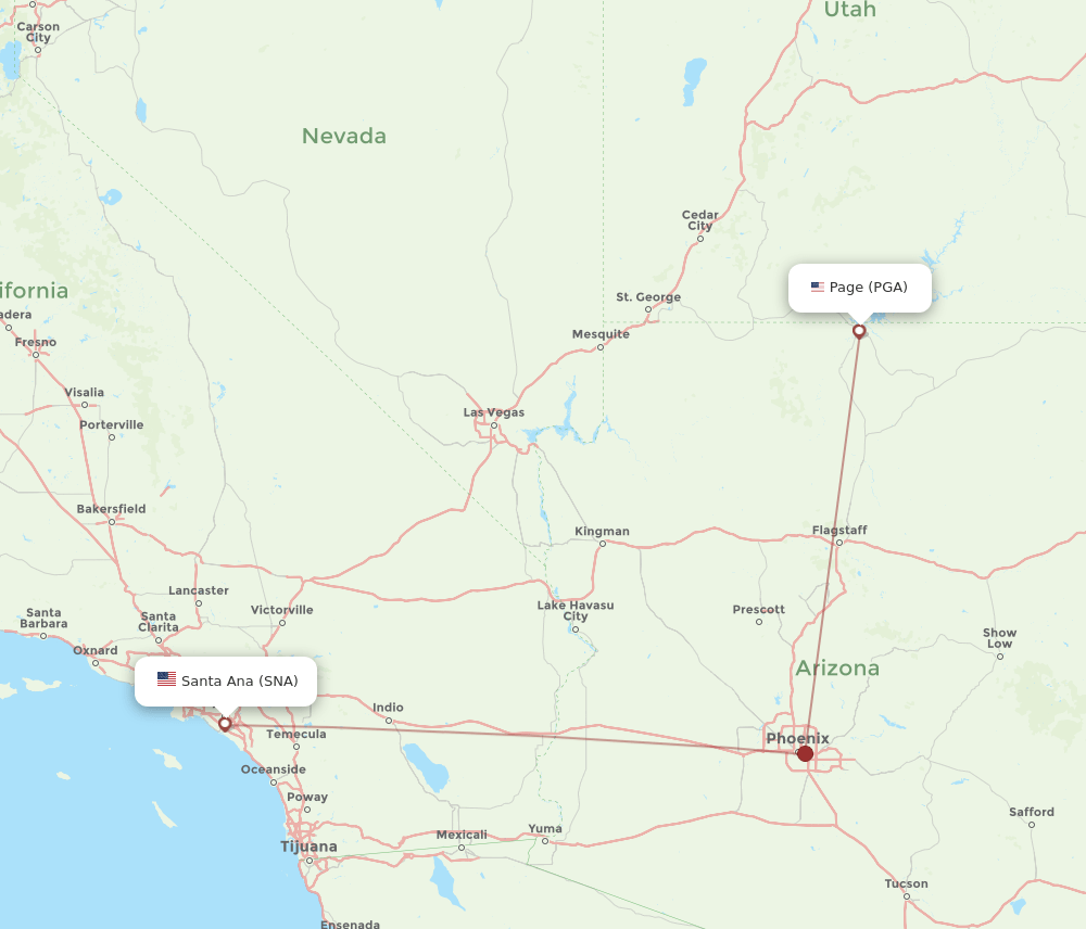 SNA-PGA flight routes