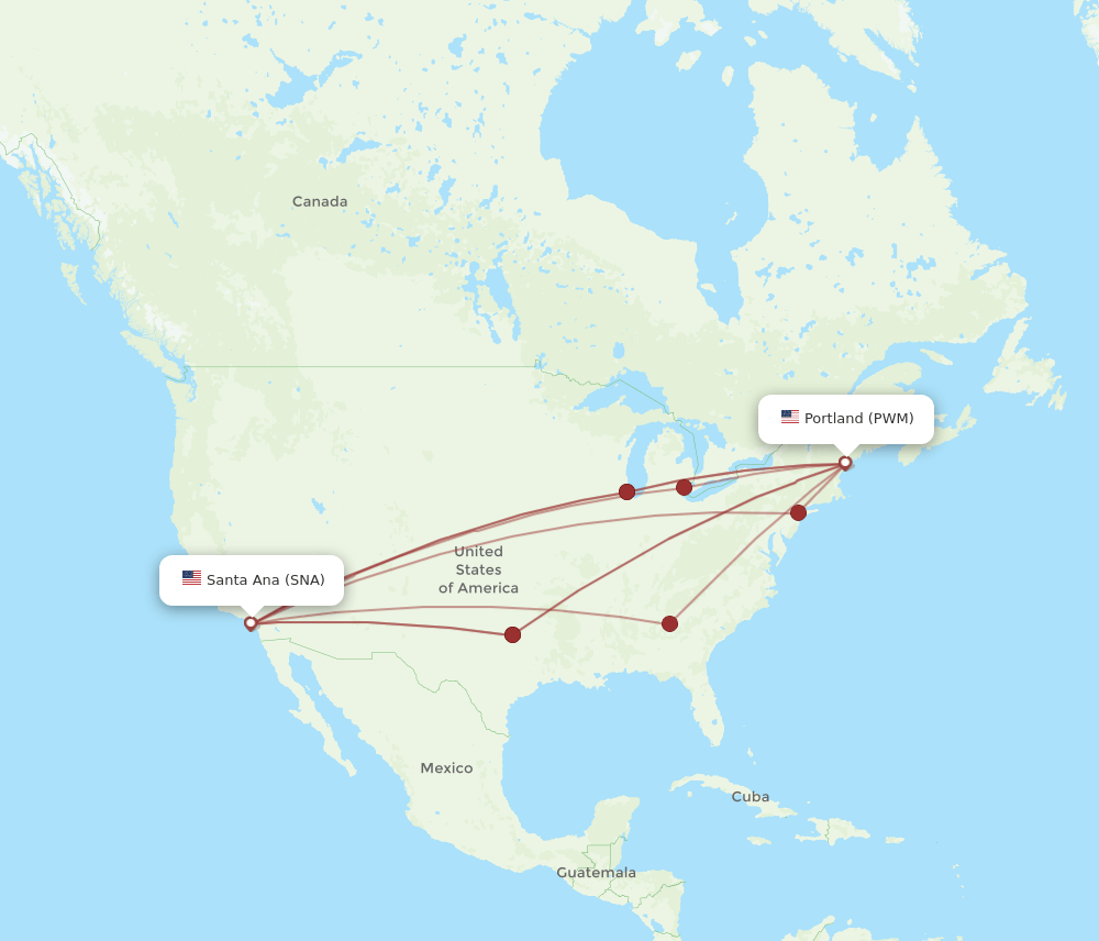 SNA-PWM flight routes
