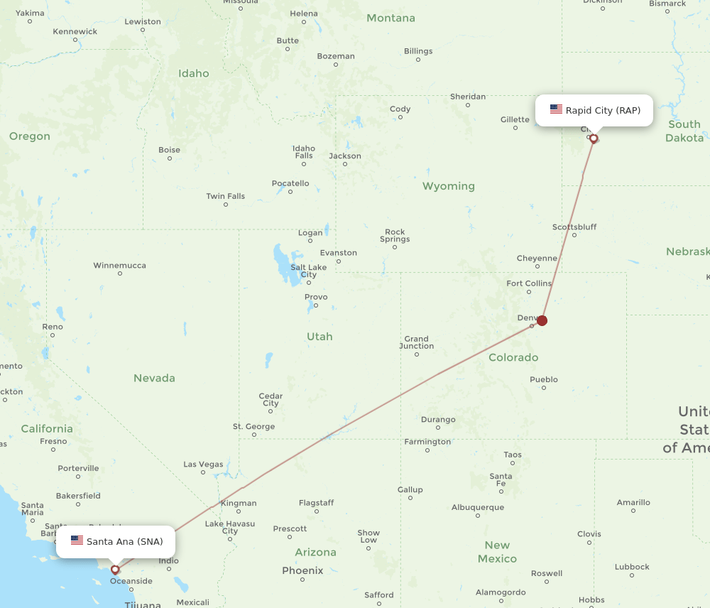 SNA-RAP flight routes