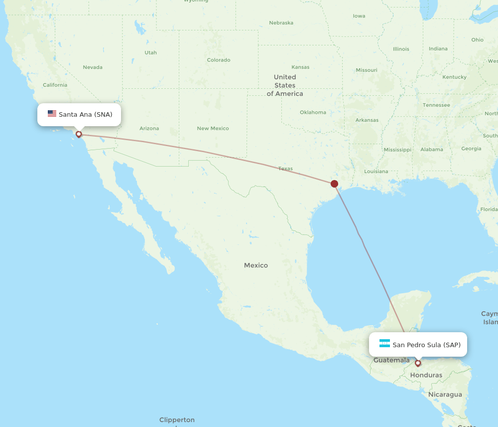 SNA-SAP flight routes
