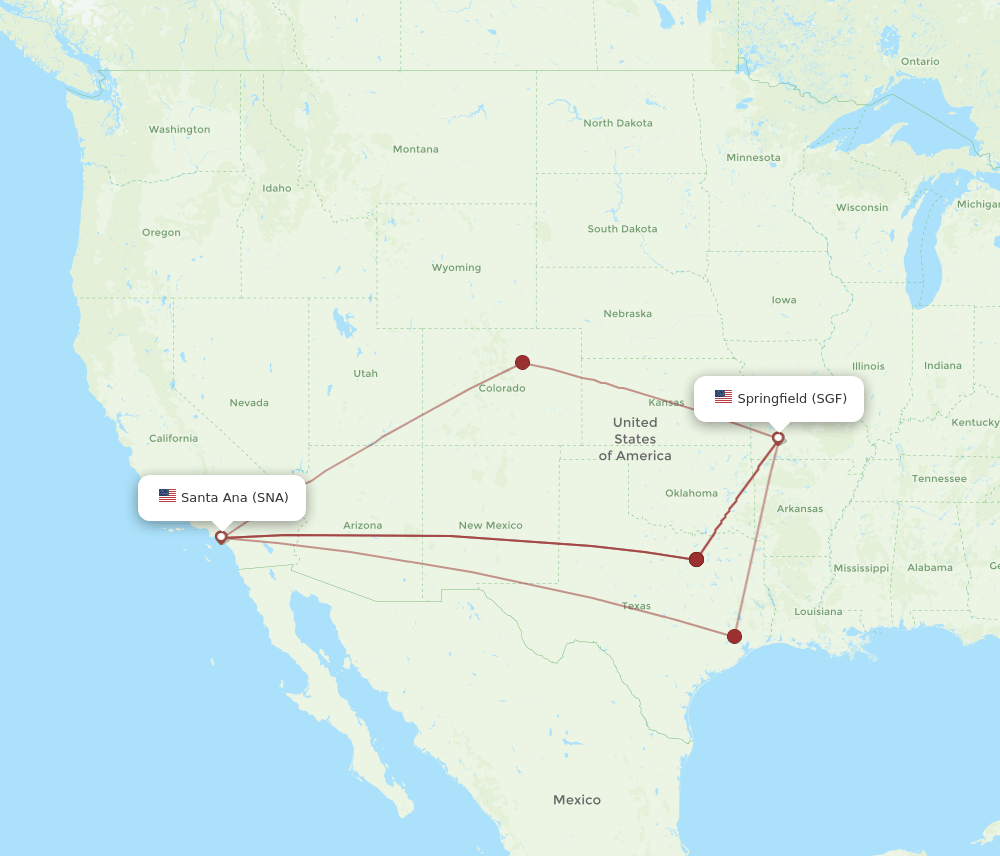 SNA-SGF flight routes