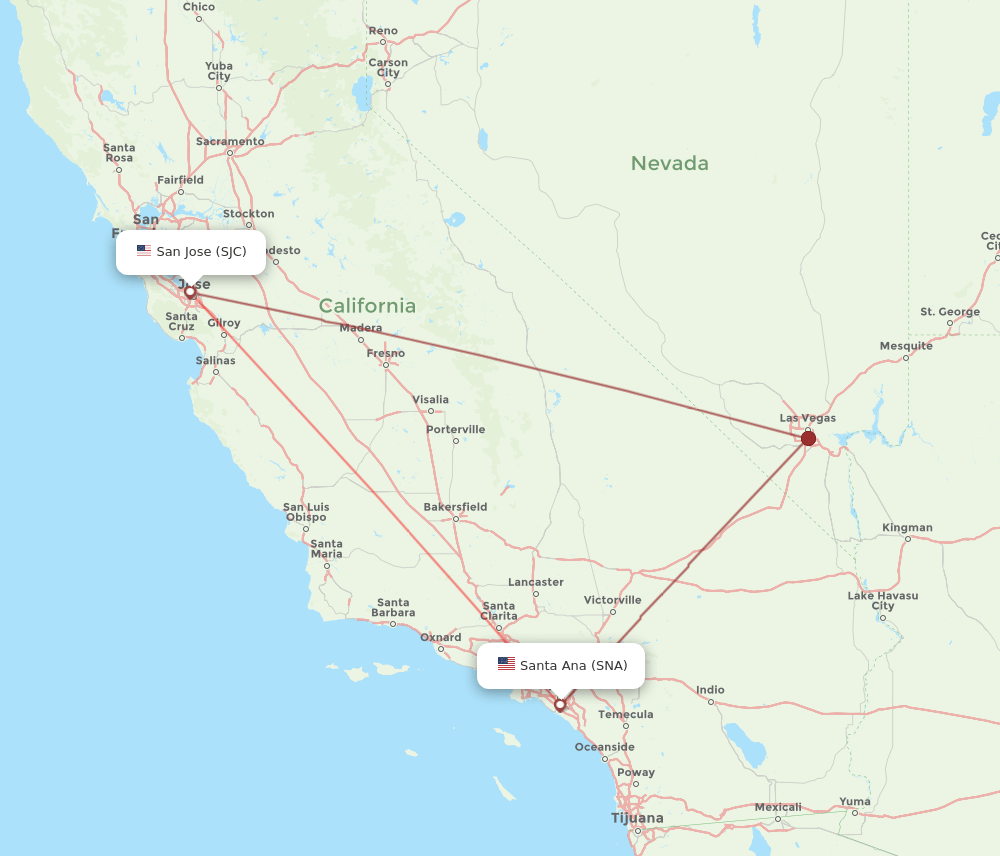 SNA-SJC flight routes