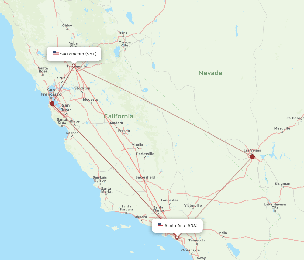 SNA-SMF flight routes