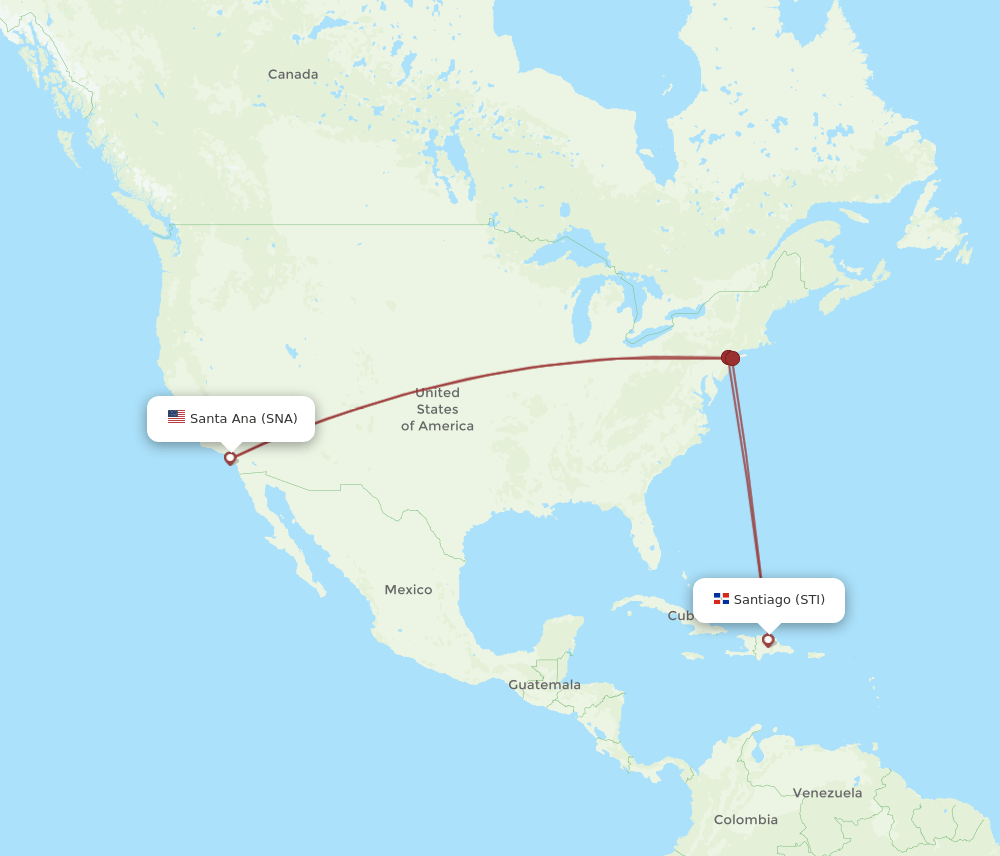 SNA-STI flight routes